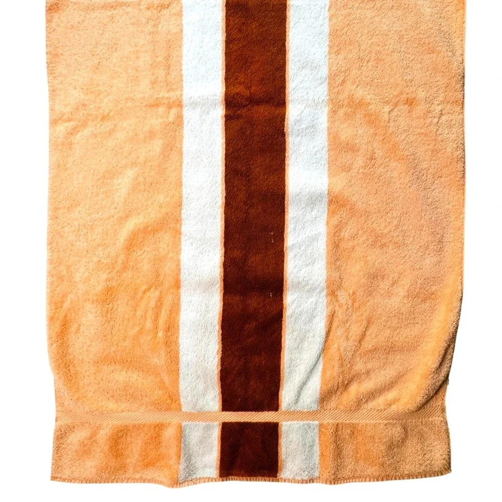Fieldcrest Cannon Royal Velvet Vintage 3 Piece Towel Set Orange Rust Terry Cloth